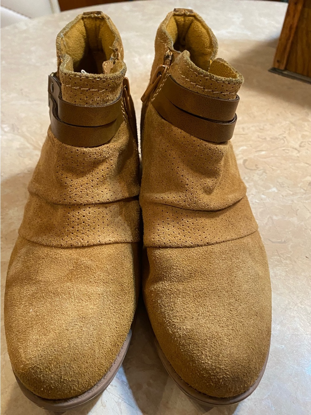 Origins Suede Ankle Booties in Tan